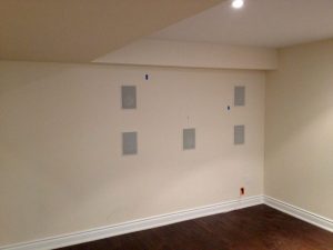 Speakers in Place Behind Perforated Screen