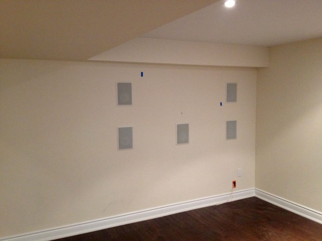 Speakers in Place Behind Perforated Screen