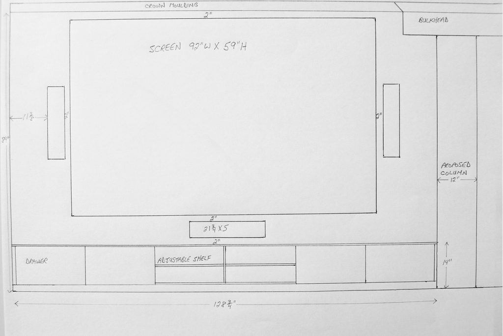 Hand drawing of Home Theater Layout