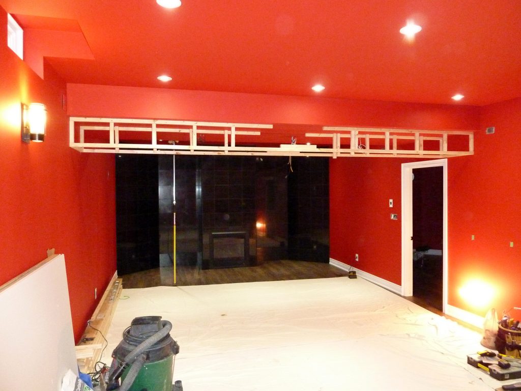 Framing a Bulk Head to Prepare to House the Projector