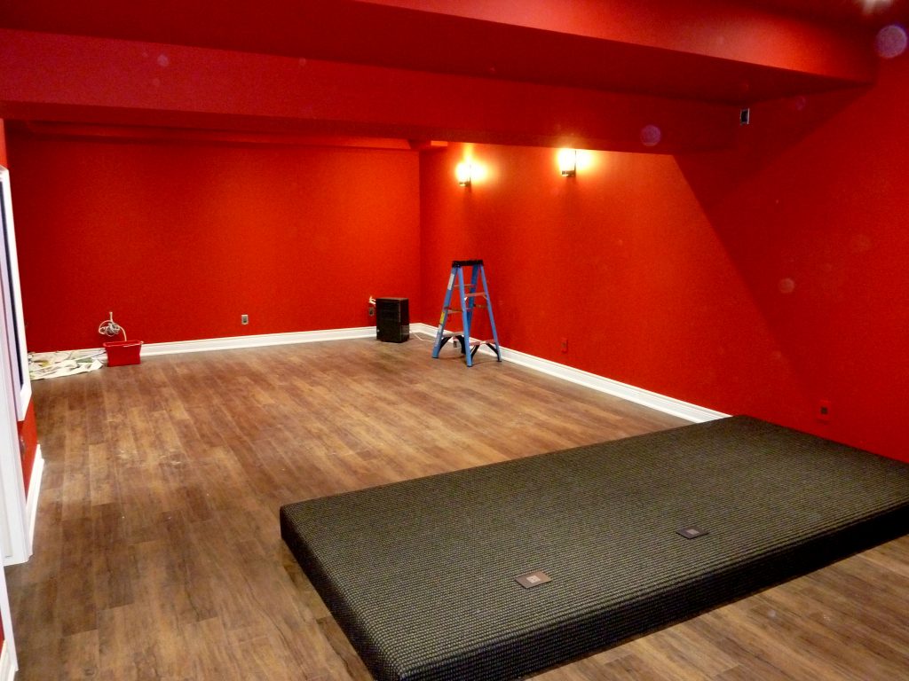 Riser in Place Facing Front Wall Where Projection Screen Will Go