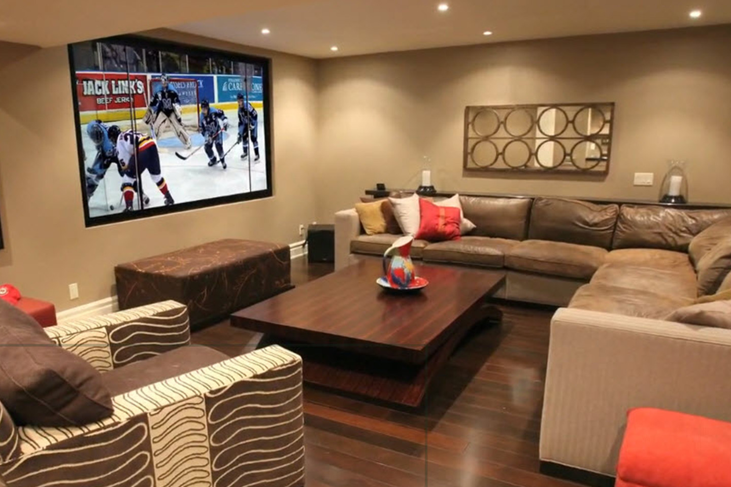 Projection Screen with Hidden In-Wall Speakers